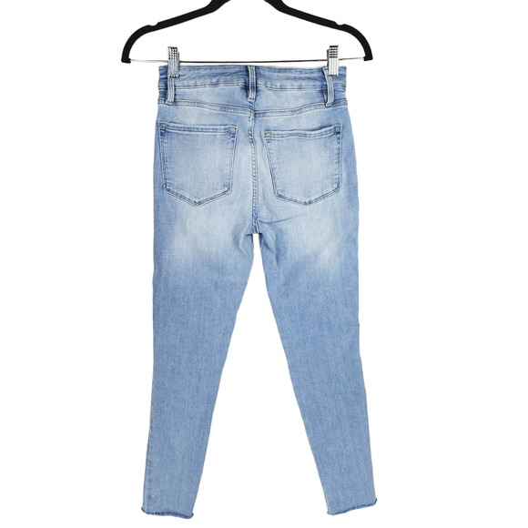 Frame Le One Skinny 26 / 1 Women Light Blue Faded Raw Hem‎ Whiskering Stretch - Picture 2 of 11